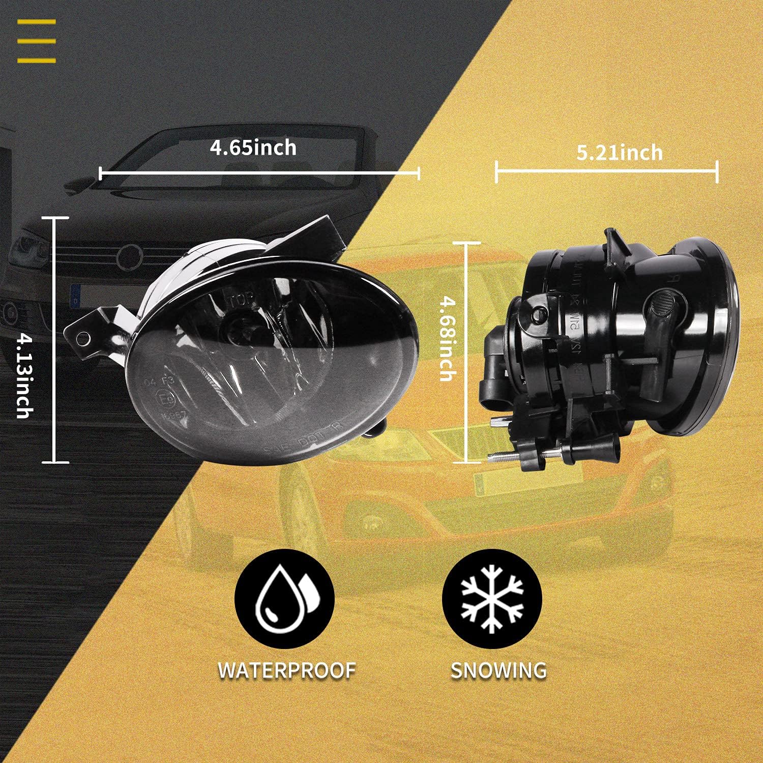 Fog Lights Lamps for 2010-2015 Volkswagen Golf Hatchback/Wagon, Jetta Sedan/Wagon, Beetle, Eos, Premium VW Accessories, 1 Pair (Smoke Lens)