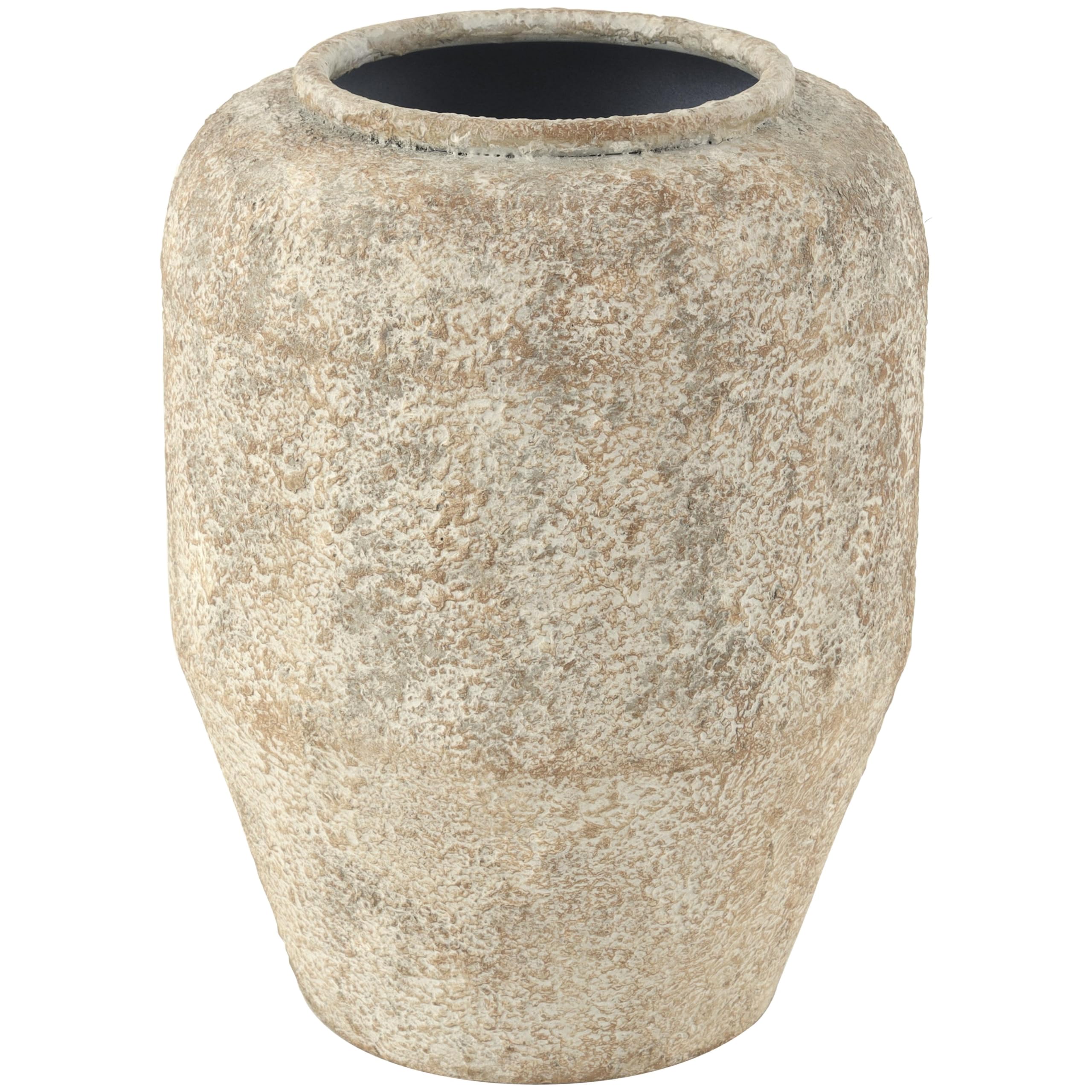 Deco 79 Metal Handmade Decorative Vase Antique Style Distressed Centerpiece Vase, Flower Vase for Home Decoration 9" x 9" x 12", Beige