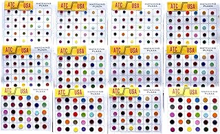 ATC USA - 720 X Count Assorted Multi Color and Multi Size Indian Daily Use Reusable Forehead Bindi Round Dot Temporary Tattoo Body Art Sticker