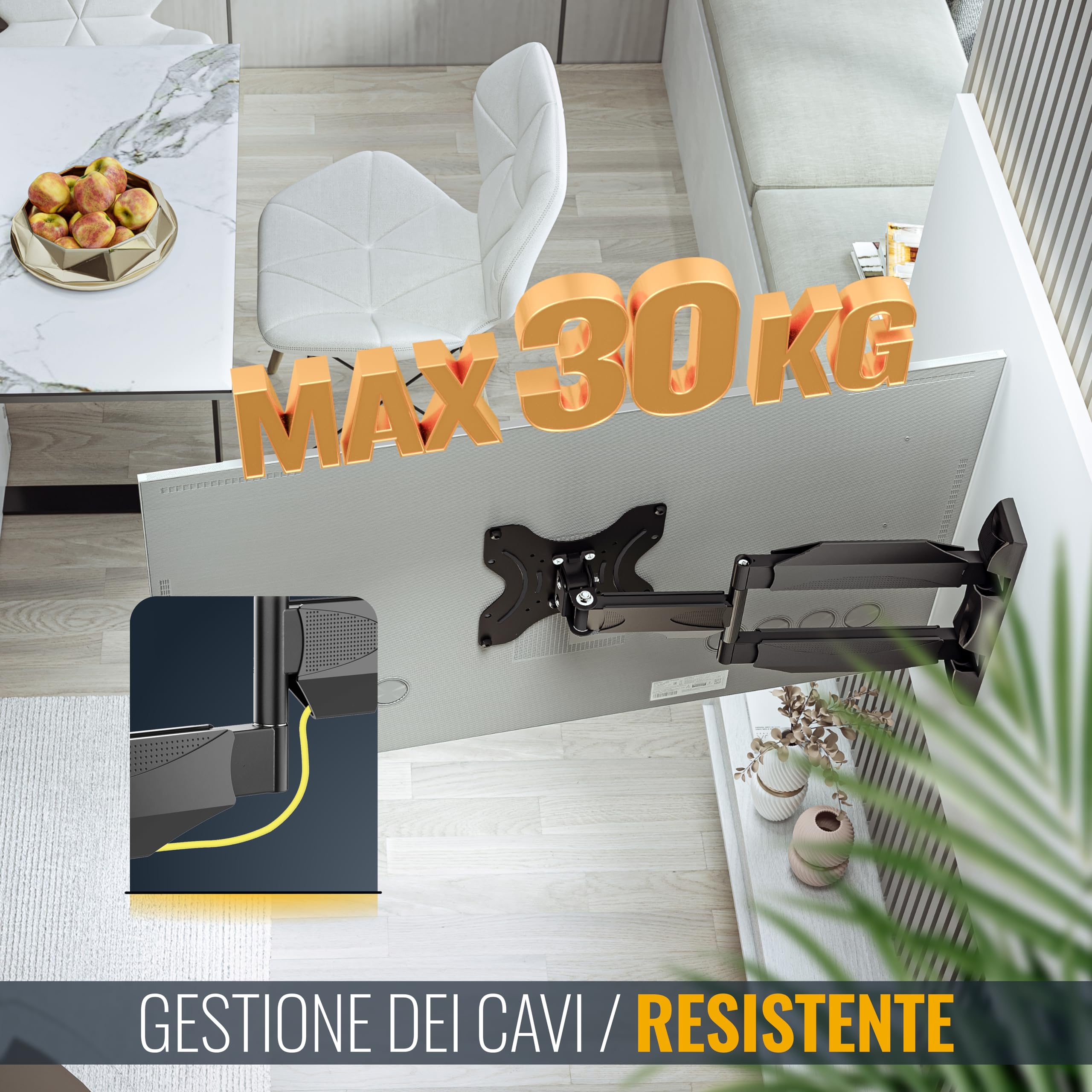 RICOO S0822 Supporto TV da parete Staffa TV 32-55 pollici per 32 43 50 55 pollici girevole inclinabile fino a 60 kg max VESA 200x200