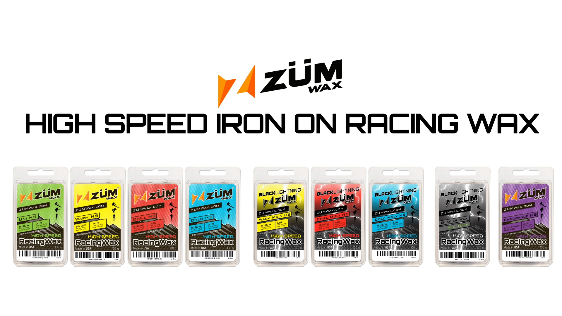 ZUMWax Ski/Snowboard HIGH Fluoro Racing Glacier Wax - Universal