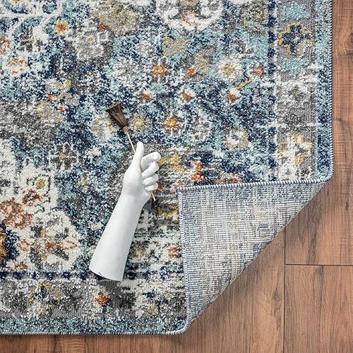 Miniatura 8 de LUXE WEAVERS Euston Collection 8062 - Alfombra oriental moderna de 9 x 12 pulgadas, color azul