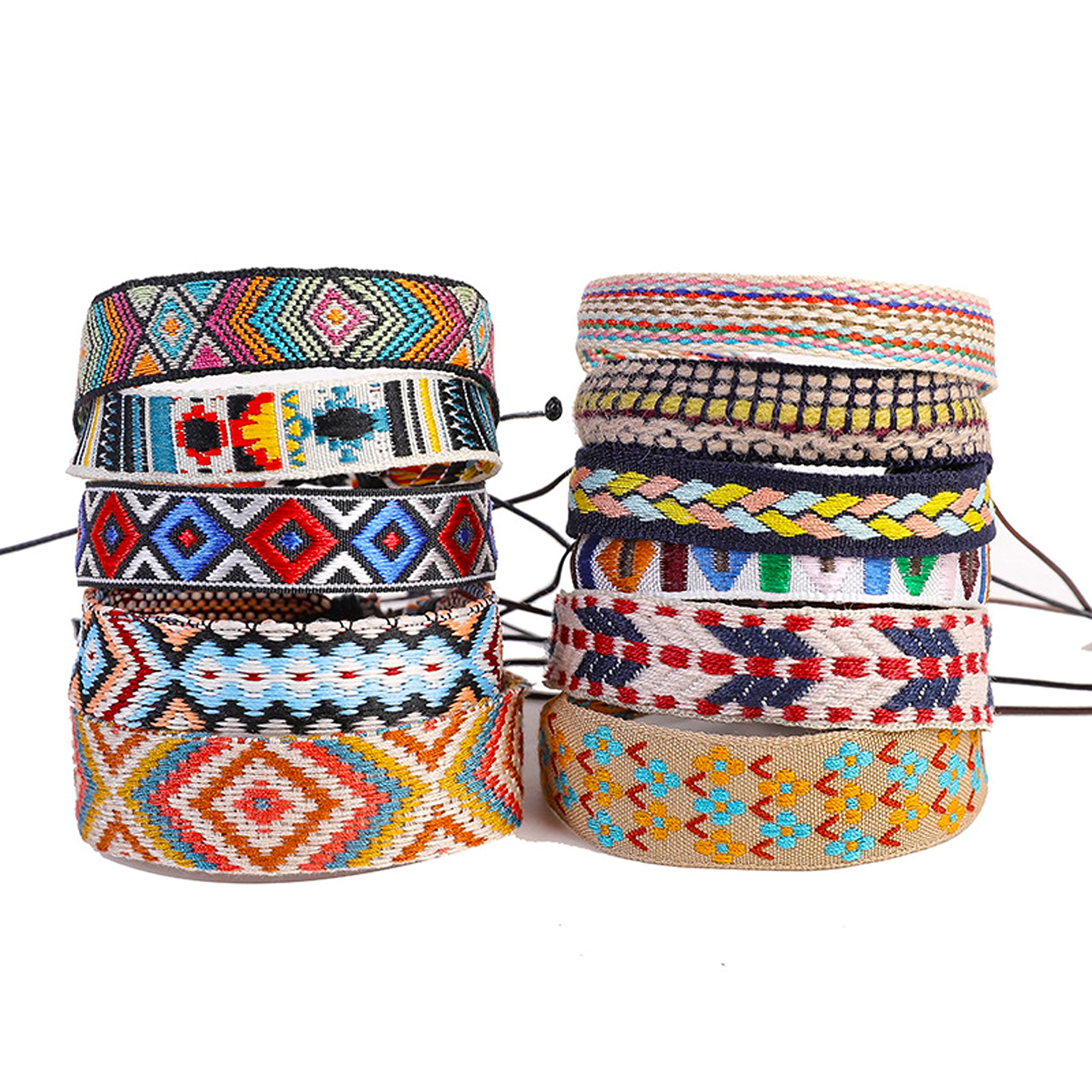 Carykon 12 PCS Nepal Woven Friendship Bracelet with a Sliding Knot Suitable for Men Women and Teenagers Color may vary (eternal)