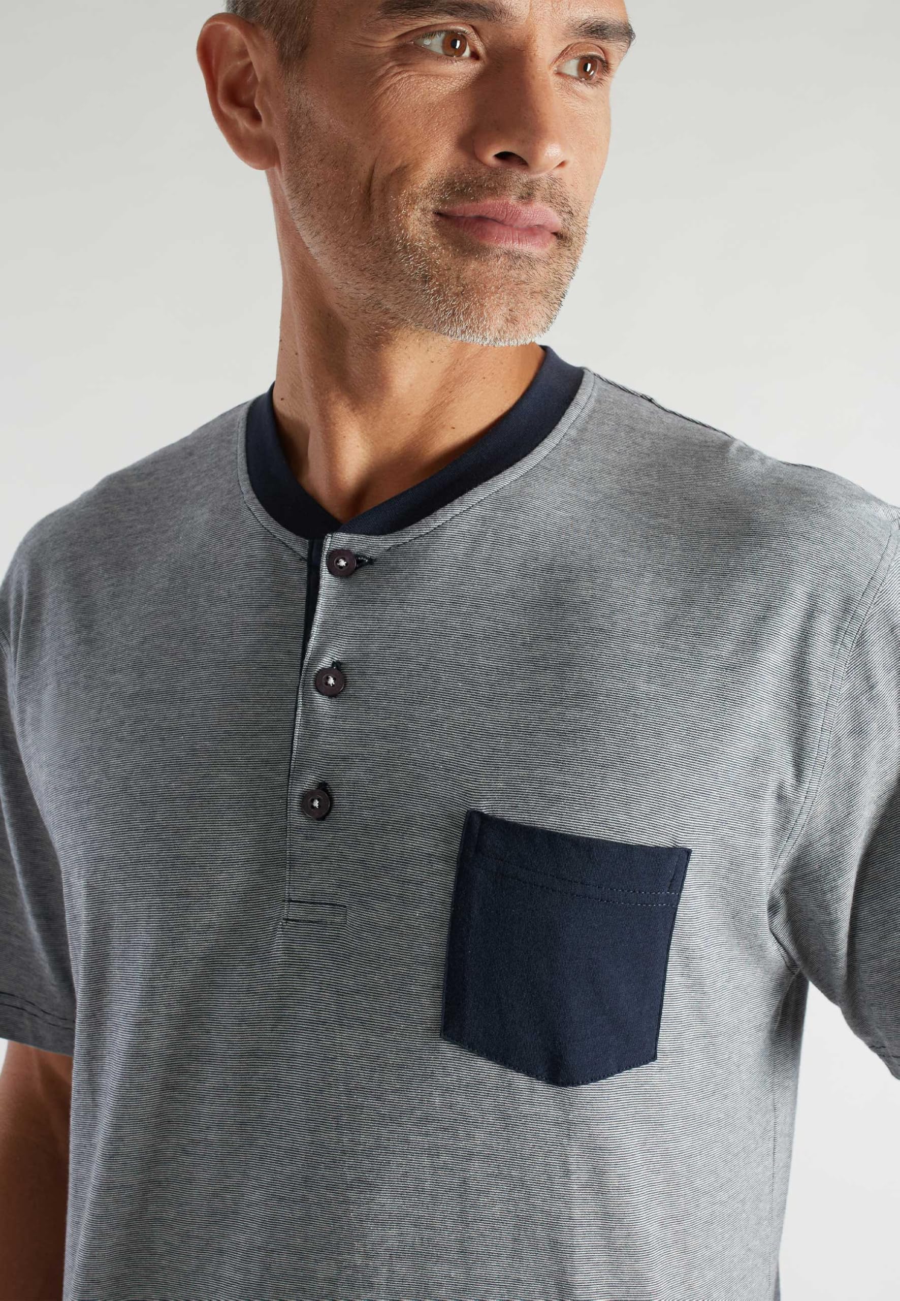 Ceceba Herren Shorty, kurzarm, Baumwolle, Polyester, Single Jersey, blau, bedruckt