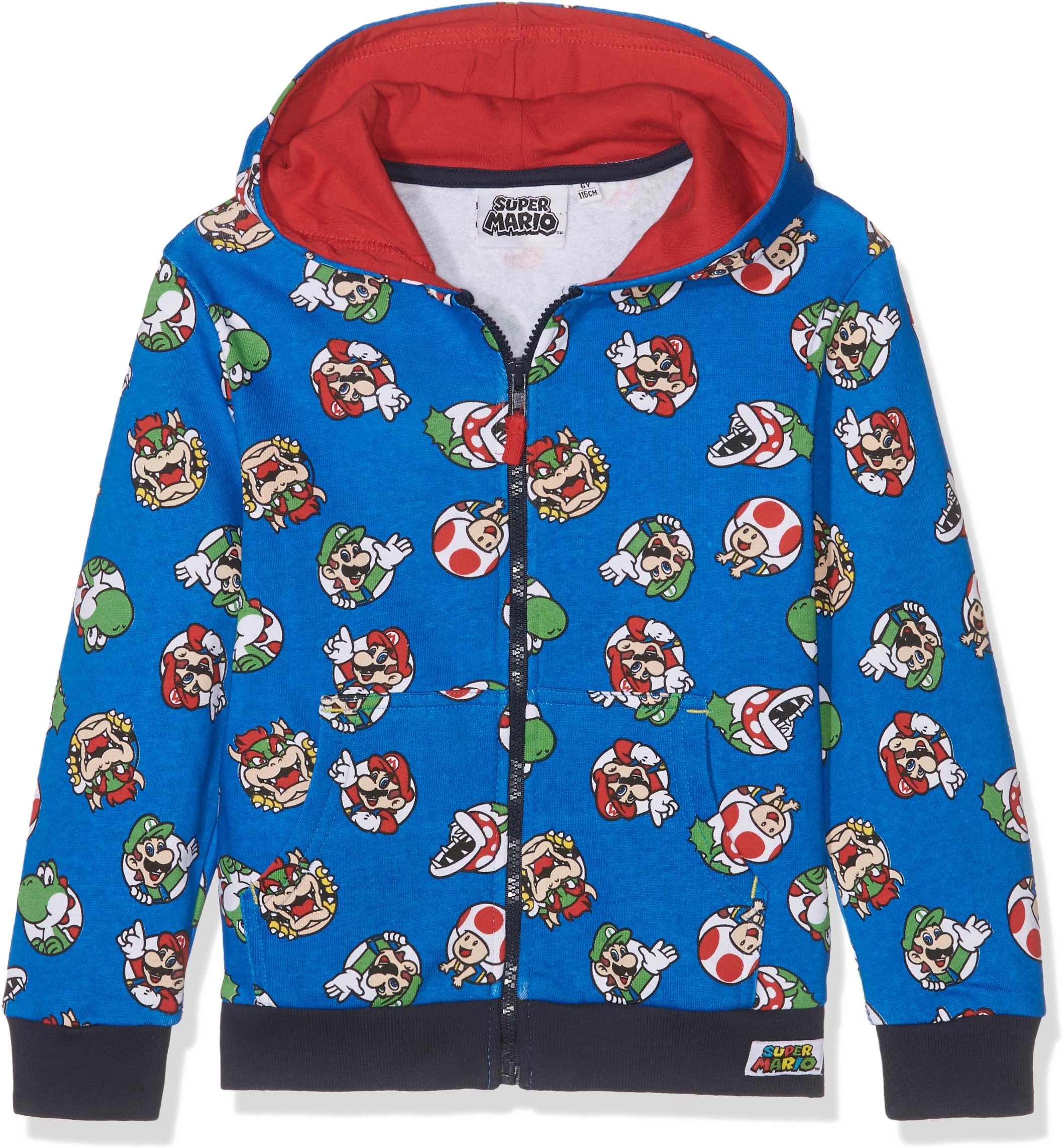 Nintendo Super Mario Bros Boys Sweat Jacket with Hood - Blue