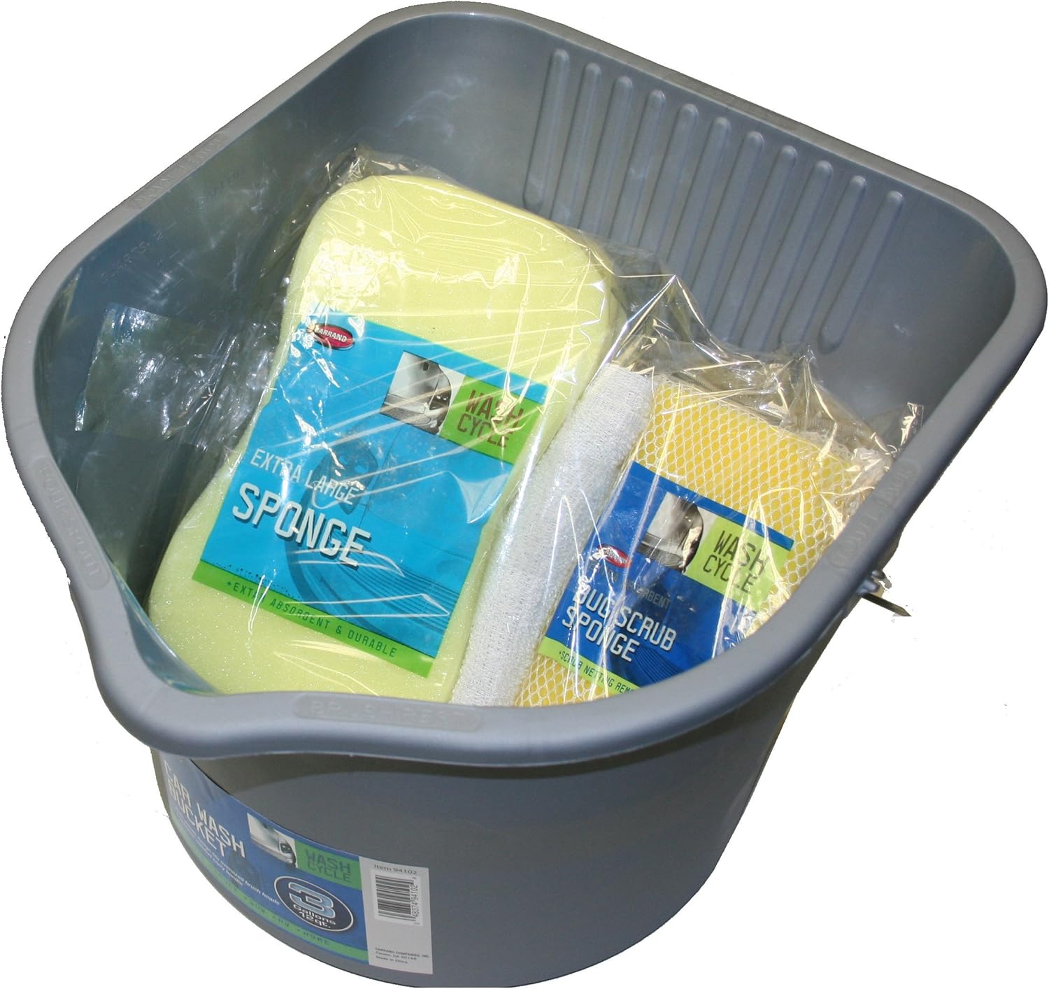 Carrand 94114VA Car Wash Bucket Kit (4 Piece), Gray 4 Pieces