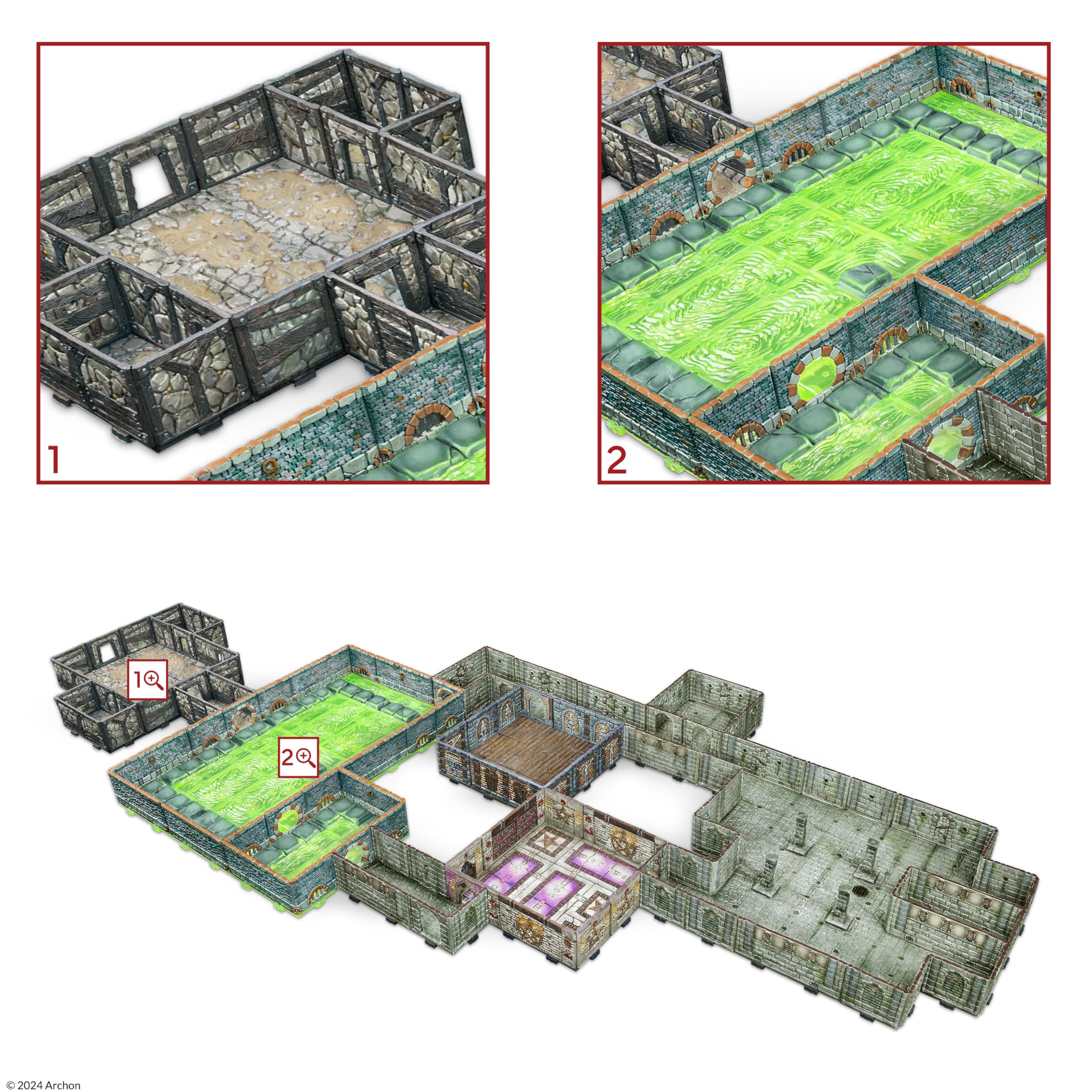 Dungeons & Lasers Undercity Hideout Terrain zestaw do gier RPG DND i stołowych - 5E kompatybilny z miniaturami w skali 28 mm - 32 mm - modułowa konstrukcja do szybkiego montażu - niemalowany