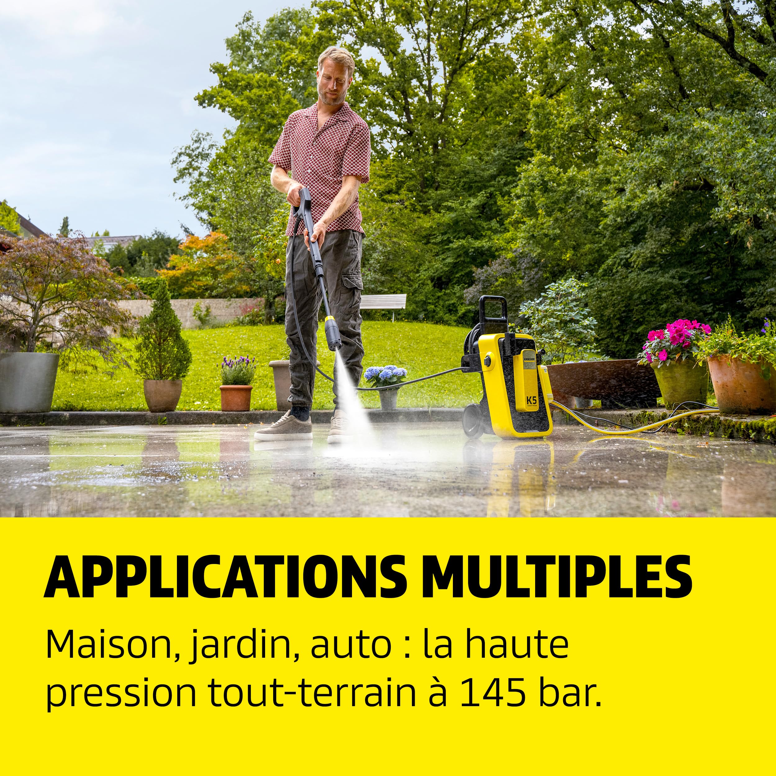 Kärcher Nettoyeur Haute Pression K 5 Comfort Premium Home, Pression : 145 Bar, débit : 500 l/h, Surface : 40 m²/h, Tuyau Haute Pression Extra Flexible, Enrouleur de Tuyau, Multi Jet 4 en 1, Home Kit