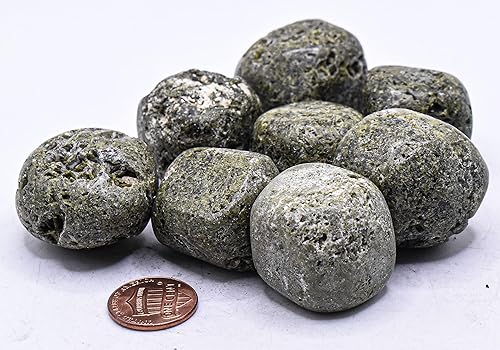Miniatura 2 de Natural Green Epidote Cabujón Guijarros Pulido Cuarzo Cristal Pistacita Piedra Mineral Cabs de Perú (5 PCS)