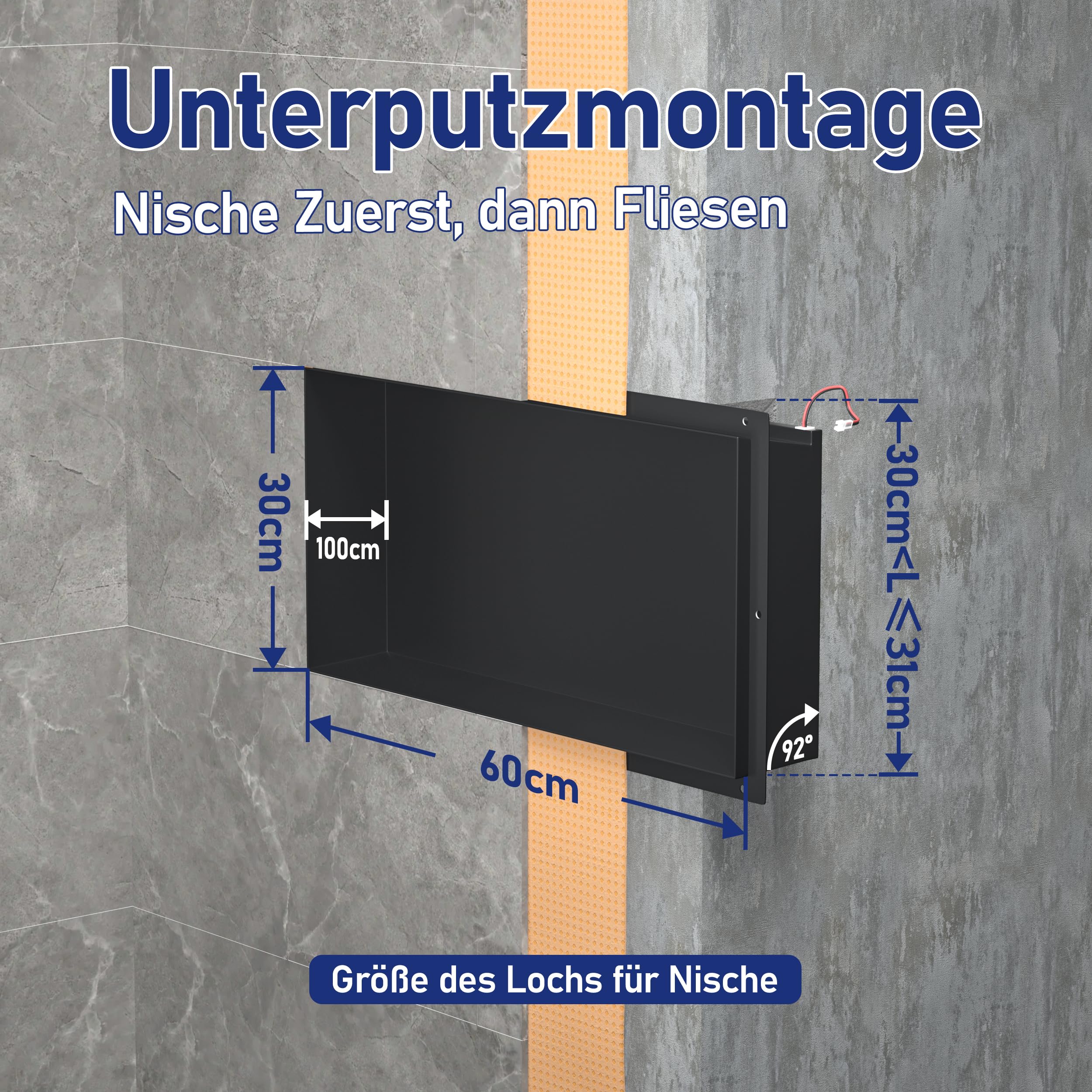 Niche de salle de bain et douche led 60cm pour placo