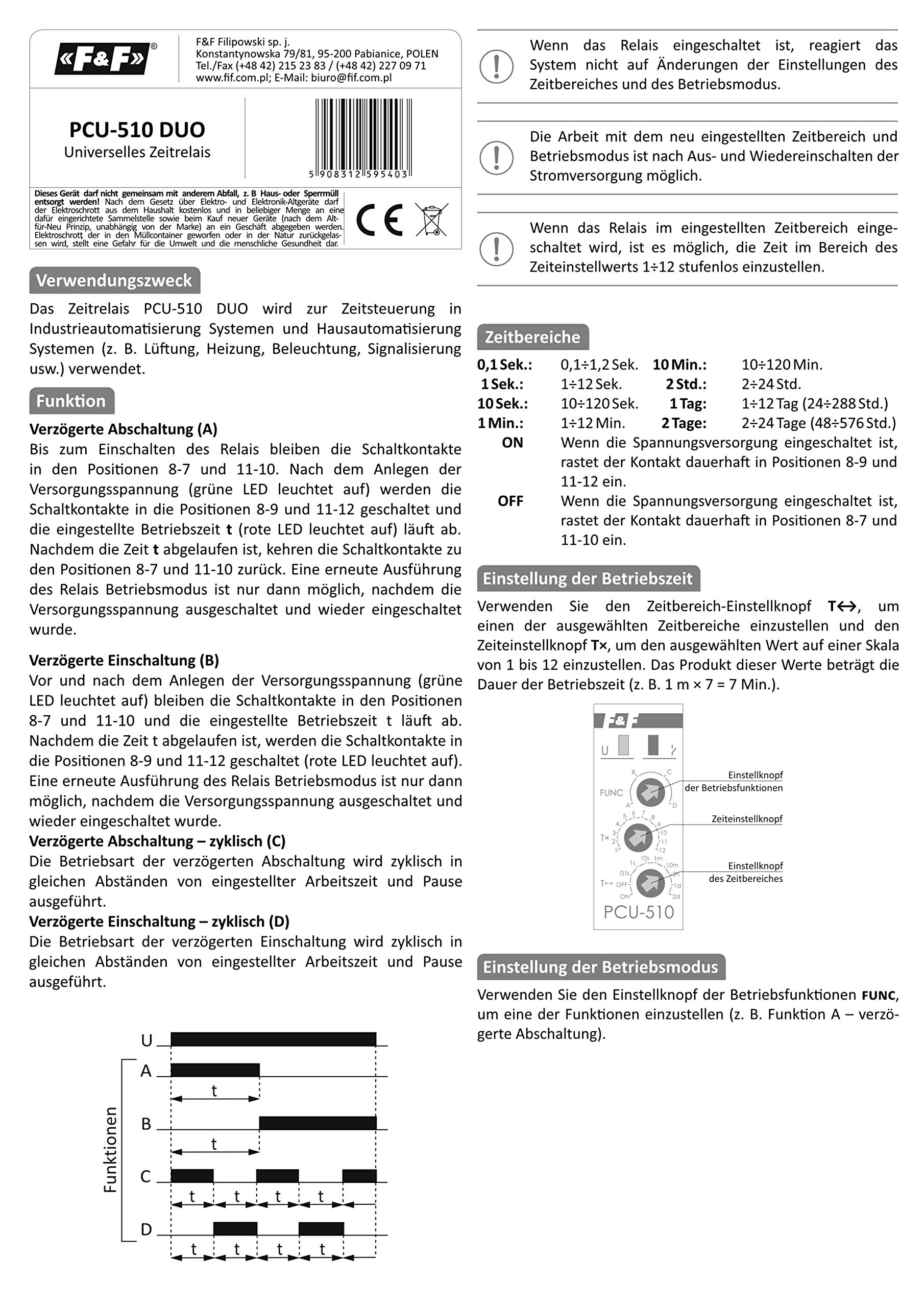 Zeitrelais Multifunktionsrelais Multifunktionszeitrelais Relais PCU-510 DUO F&F 5403
