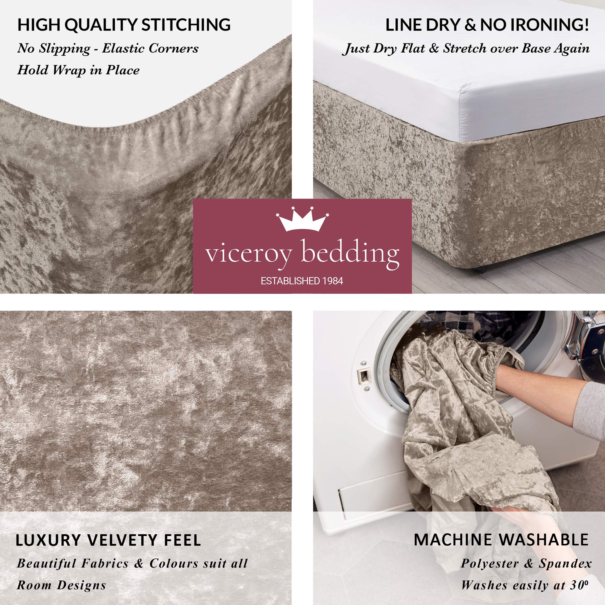 BED WRAP Crushed Velvet Divan Bed Base COVER Alternative to Valance