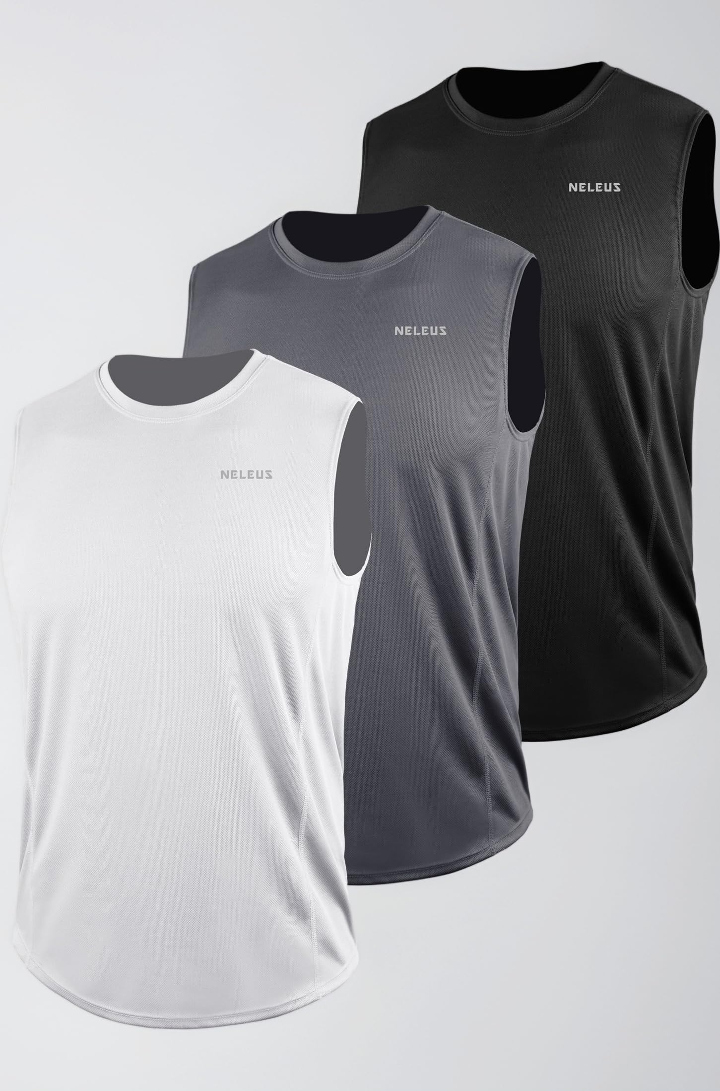 NELEUS Men's 3 Pack Dry Fit Athletic Muscle Tank Workout Gym Shirt