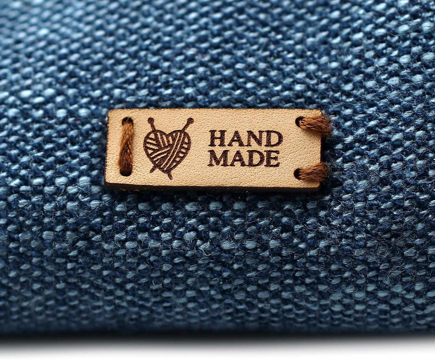 Customizable Small Tag with Hole Handmade Leather Label Mod. SM01 - Veg Tanned Leather Labels for Crochet Items, Knitting (Customized Text - 30 Pieces)