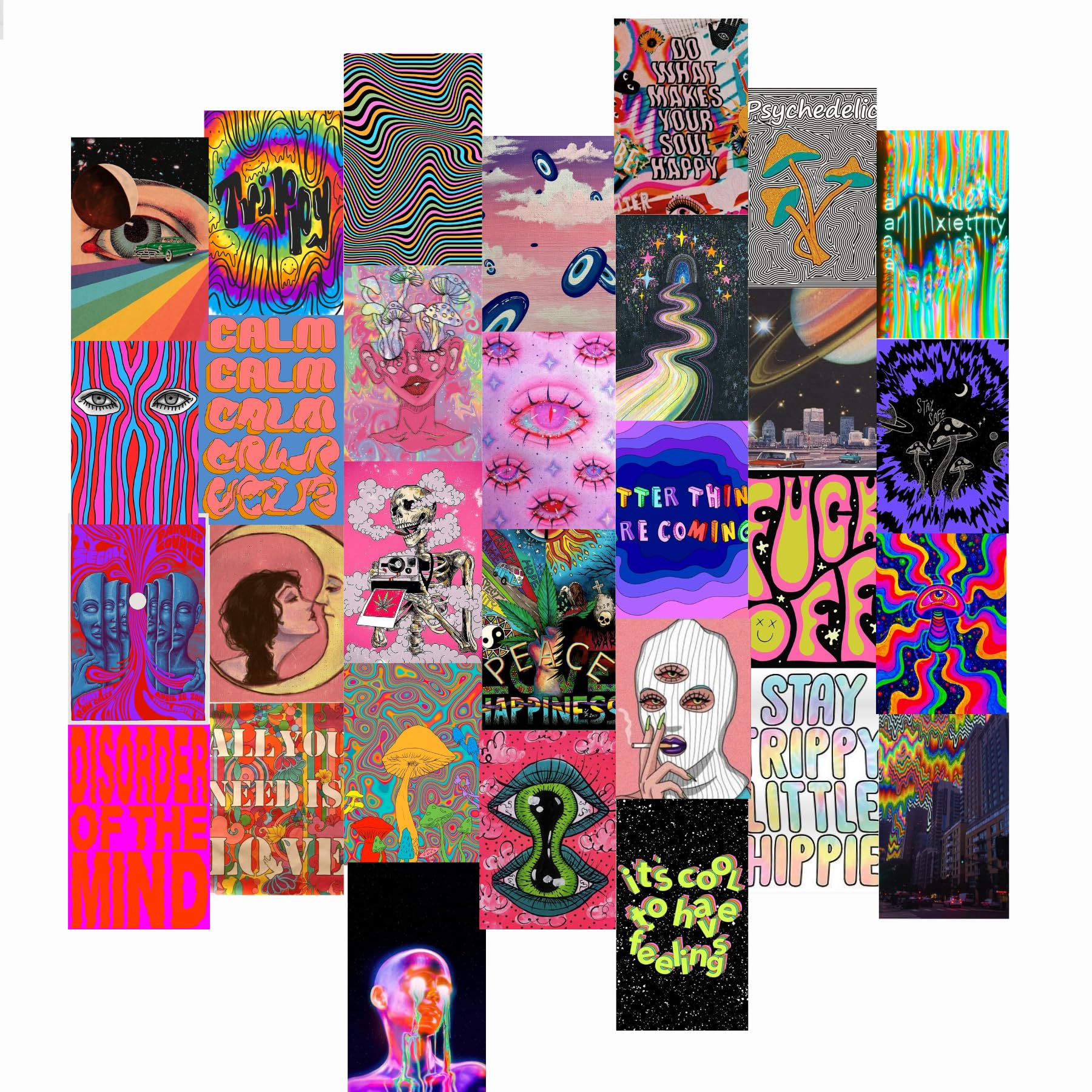 Quary Aesthetic Wall Collage Kit || 32pcs (4 × 6inch) Aesthetic Posters For Room Decoration Water Resistant Paper Comes With Adhesive Tape From Top To Bottom (Trippy) (B0CCYLJ12C) Amazon Price History, Amazon Price Tracker