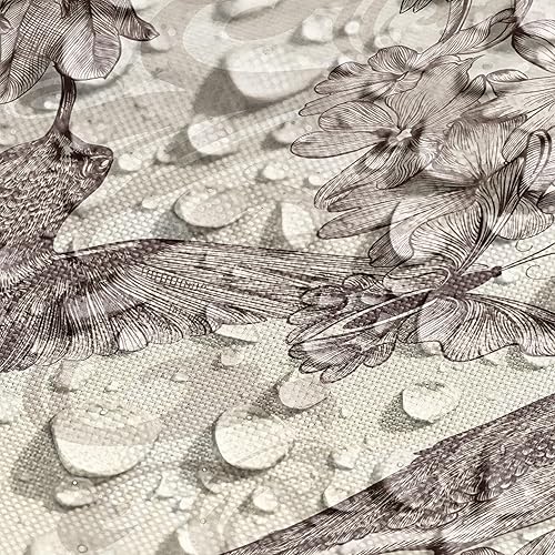 Miniatura 4 de Ambesonne Hummingbirds Table Runner & Placemats, Birds and Flowers Monochromic Classical Design Nostalgia Ornate, Set for Dining Table Decor,