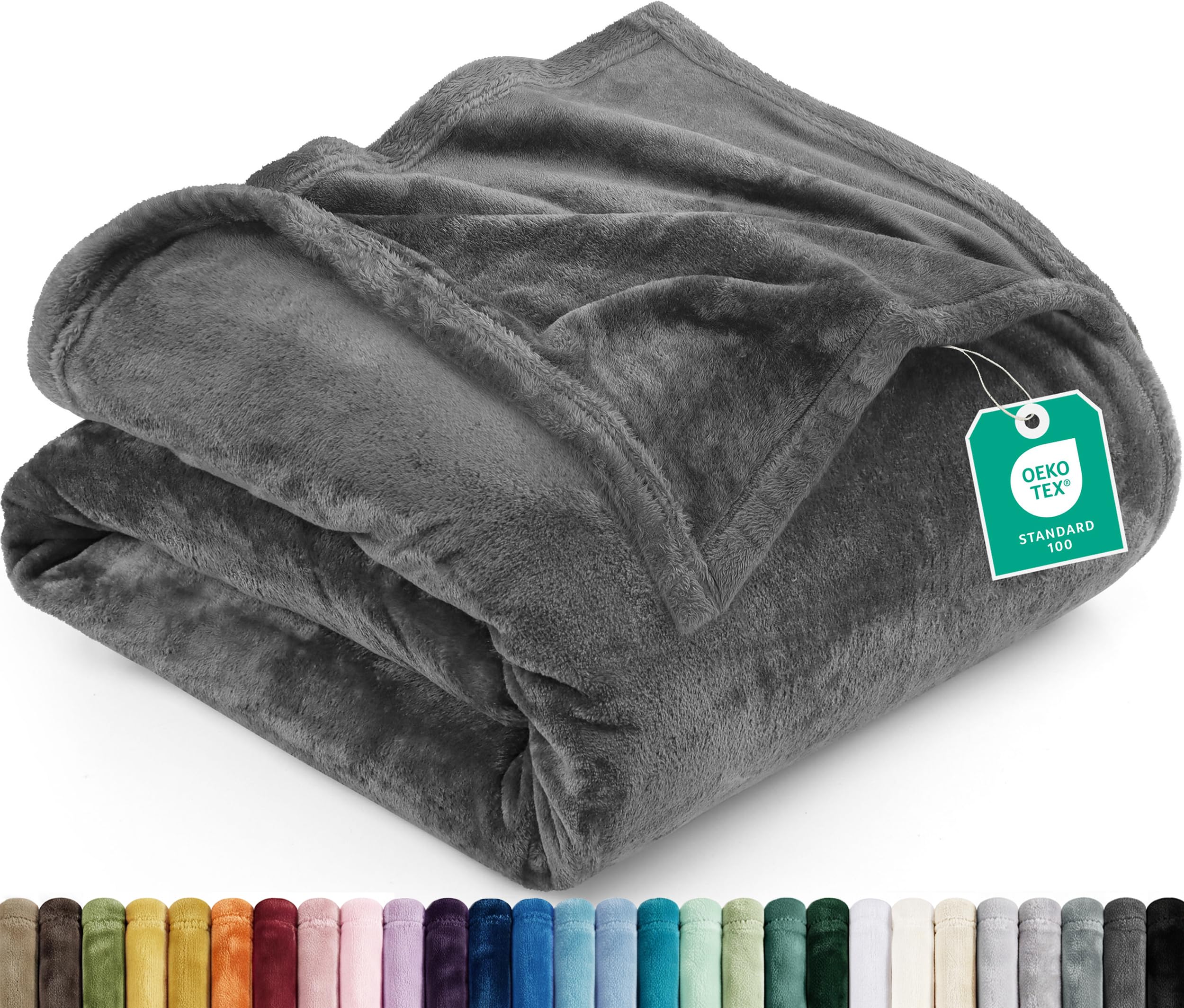 Queen Size Grey Fleece Bed Blanket B7472