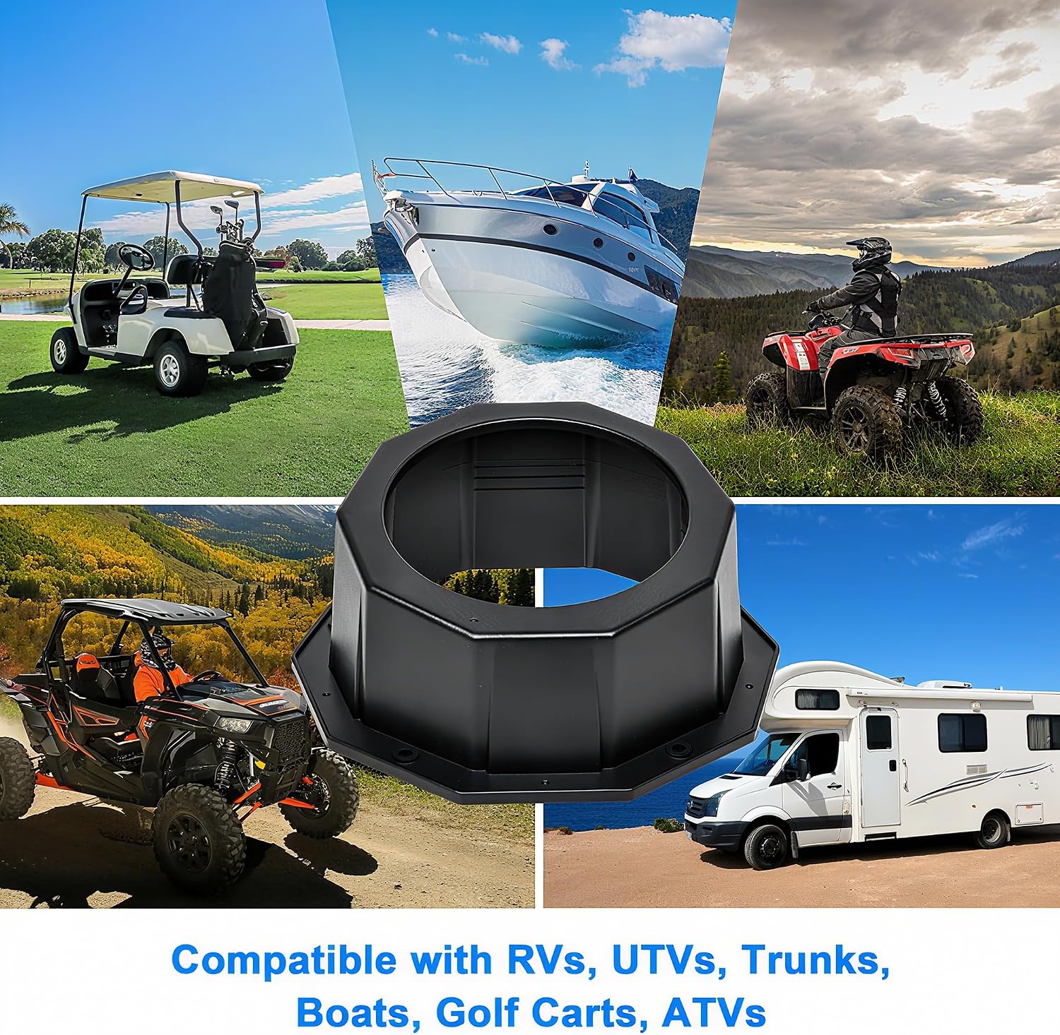2PCS 6.5 Inch Angled Speaker Pods, Universal Surface Mount Enclosure Box with Gaskets, Waterproof & Dustproof Design for UTV, Polaris RZR, Can Am X3, RV, Boat, Car, Trailer (Black)