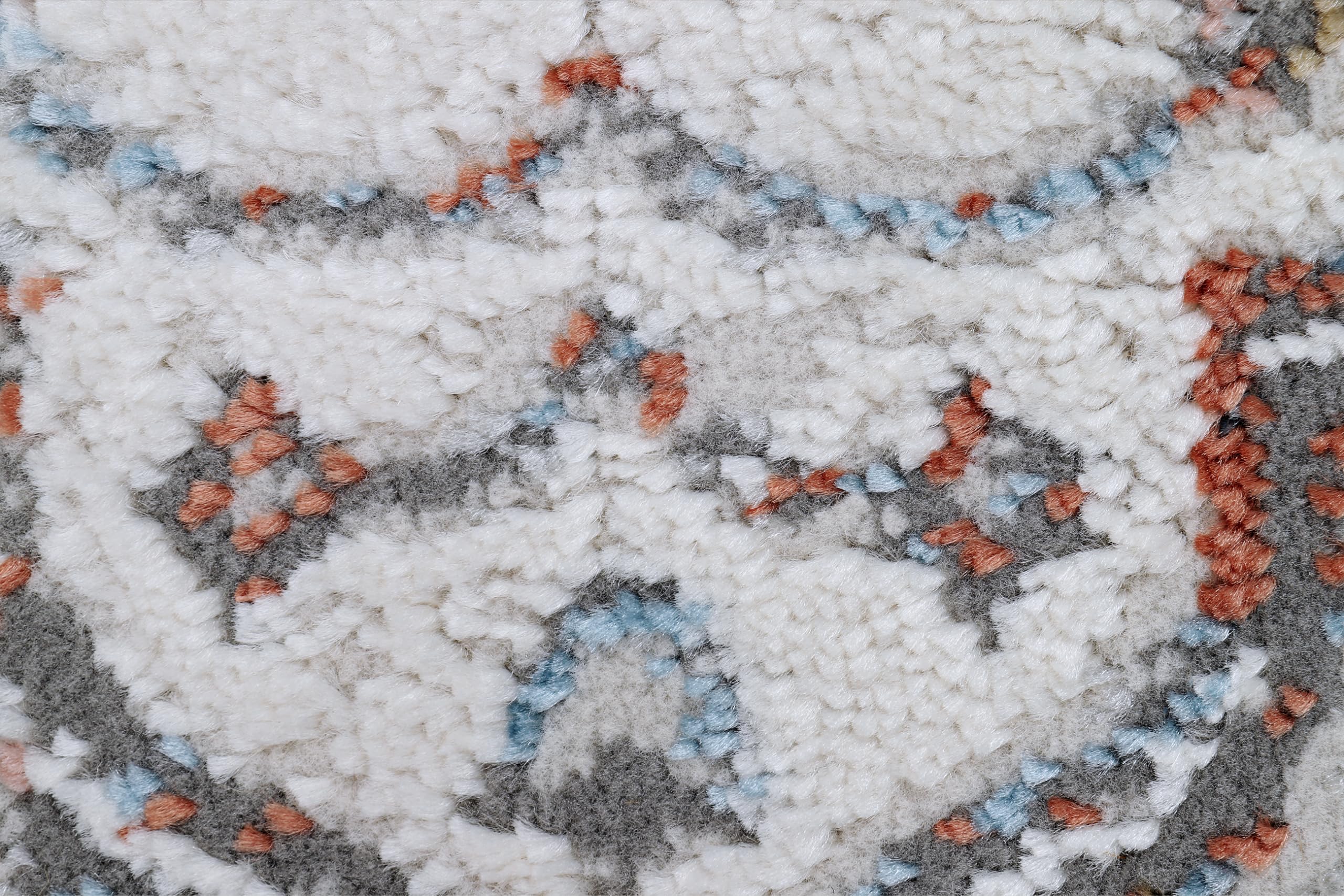 TAPISO Valley Teppich Kurzflor Hellgrau Rostbraun Blau Ornament 300 x 400 cm