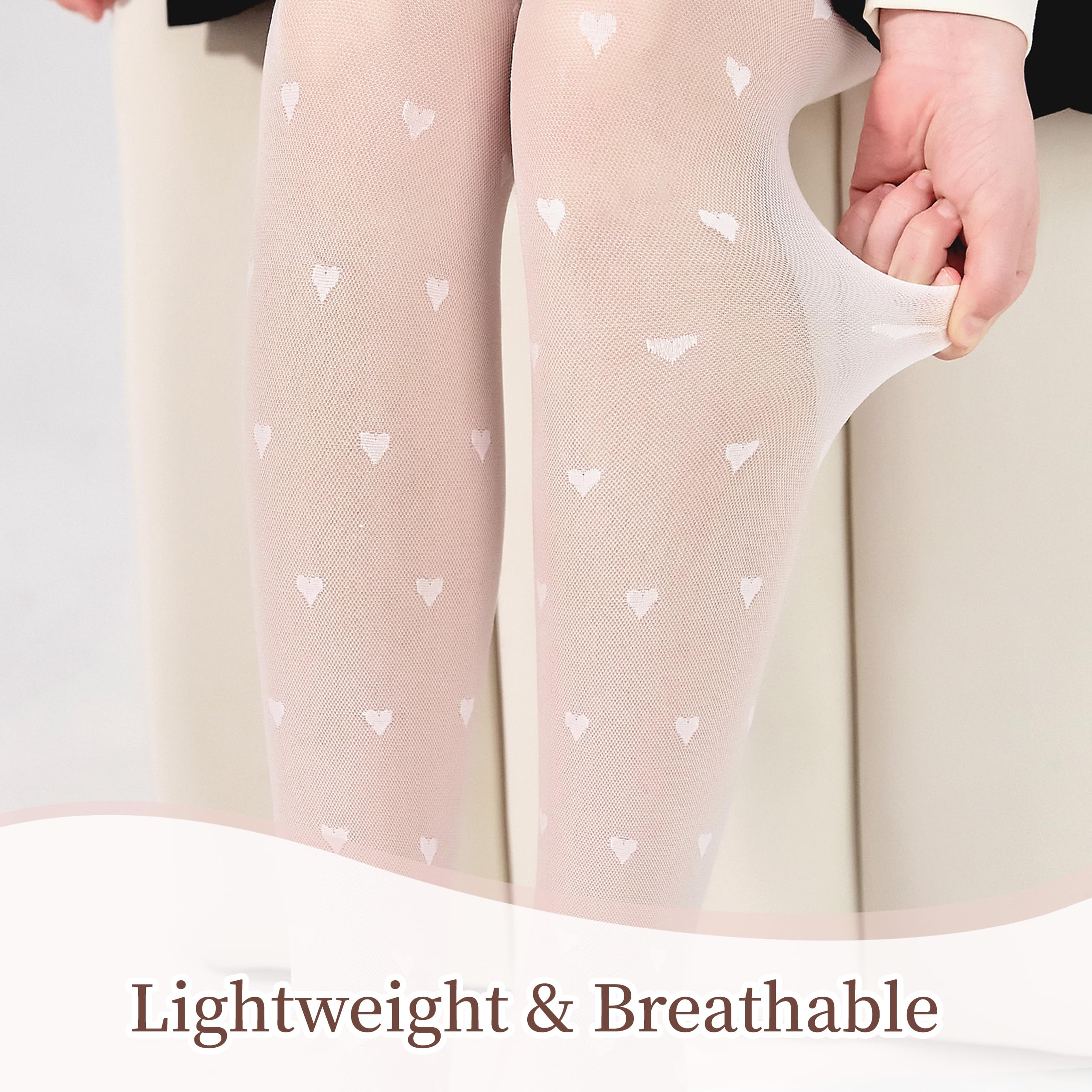 LOLANTA Girls Sheer Tights 2 Pack Heart Polka Dot Patterned Stockings Kids Soft Lightweight Stretchy Pantyhose 3-11Years