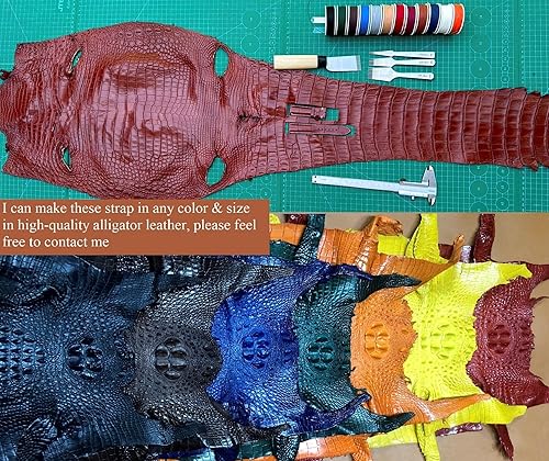 Miniatura 8 de Correa de reloj de cocodrilo, hecha a mano por vietnamitas 18 mm 19 mm 20 mm 21 mm 22 mm 24 mm., No Metal, CROC Marrón #3
