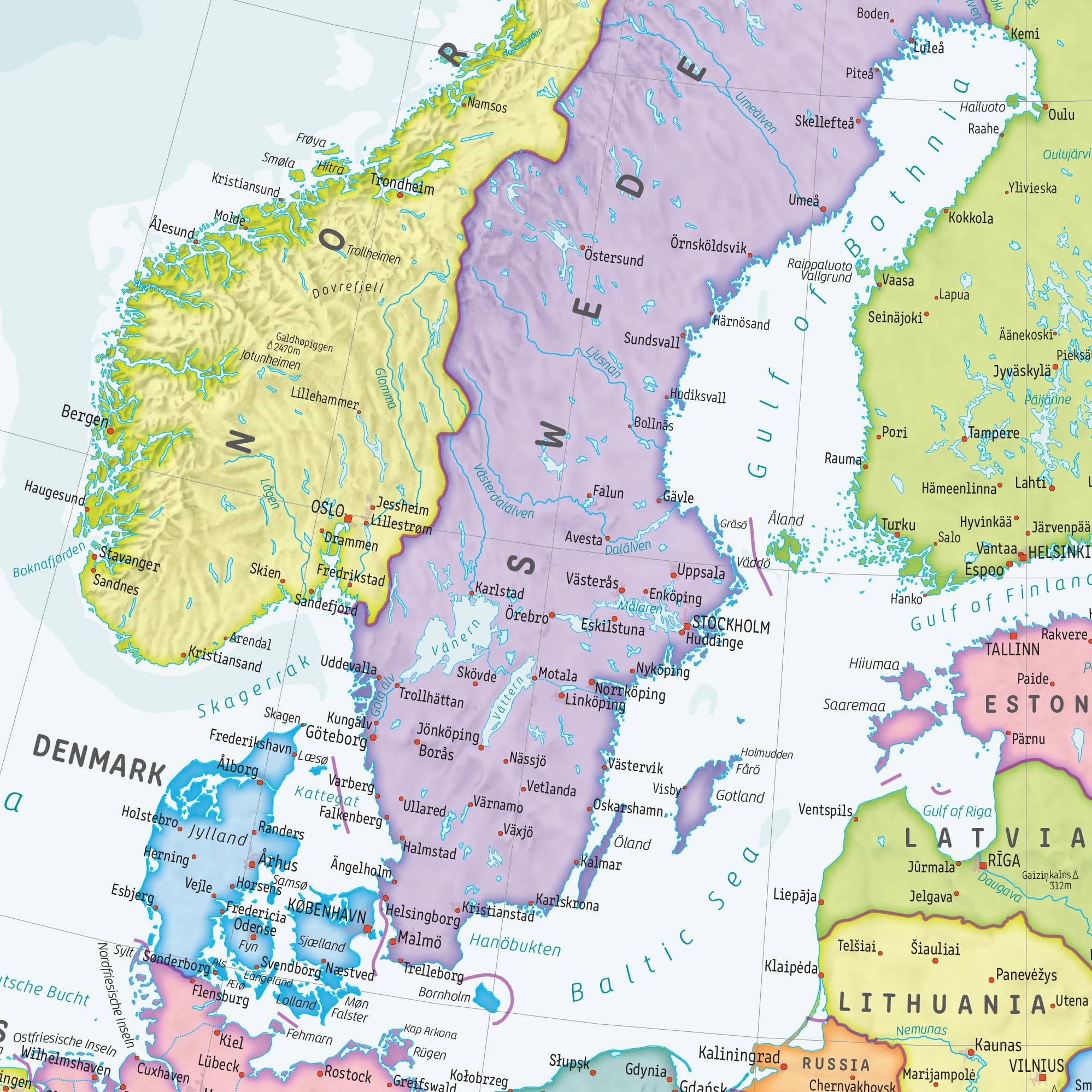 Maps International Carte Murale de l'Europe pour Enfants - Affiche Éducative d'Apprentissage - Mise à jour 2025 - Laminée - 59 x 42 cm