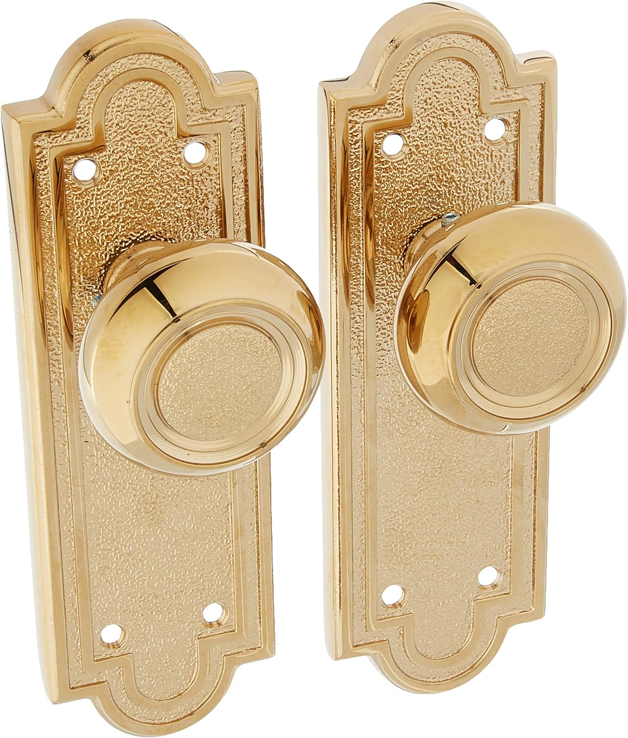 Belmont Door Set with Belmont Knobs Dummy Polished Brass. Old Door Knobs.