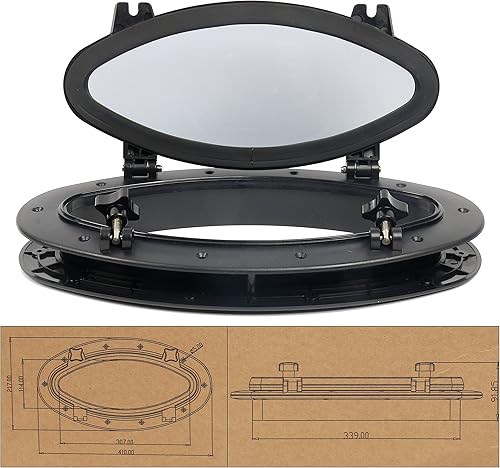 Miniatura 9 de Amarine Made Yate de barco elíptica apertura ovalada Portlight Porthole 16" X 8-58" agujero de puerto de ventana de repuesto - ABS, vidrio templado,