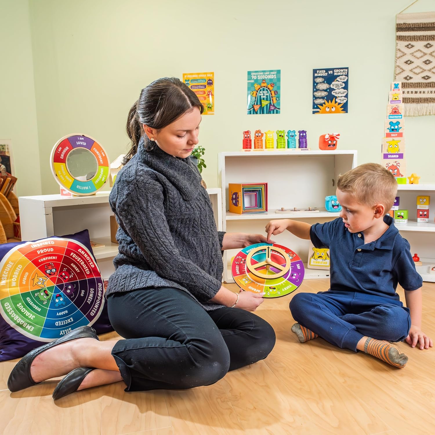 Open The Joy Steer Your Emotions Wheel – Wooden Emotional Regulation Steering Toy for Kids | SEL Tool for Toddlers and Preschool | Teaches Feelings & Self-Regulation | Ages 3+
