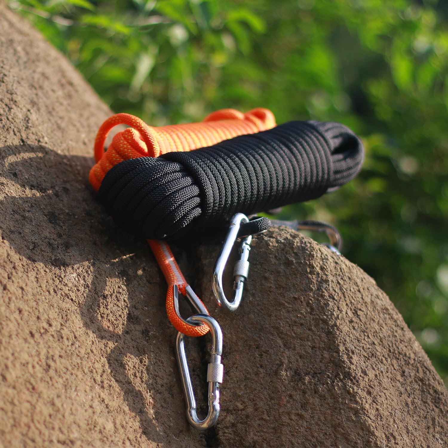 8mm Static Climbing Rope: Heavy Duty Outdoor Rock Climbing Rope for Arborist Tree Work, Rescue, Camping & Hiking, (10m/32ft, 20m/64ft, 30m/96ft) Orange/Black (Orange, 96 Feet)