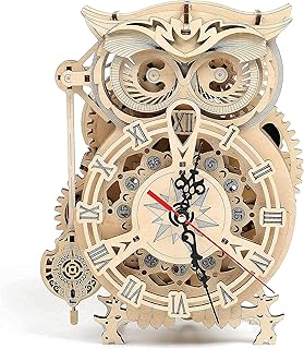 Owl Clock - 3D Puzzle, Wooden Toys, Craft Kits, DIY Model Gift for Adults; Brain Teaser Puzzles STEM Building Model Toy Gift for Teens (161 PCS)…