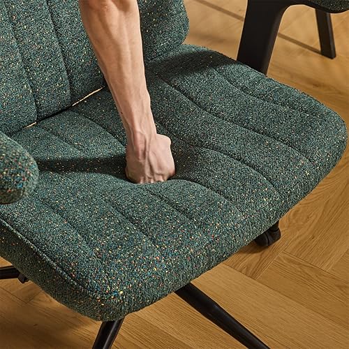 Miniatura 5 de VINGLI Silla cruzada con brazos abatibles ajustables, silla de patas cruzadas con ruedas, silla de oficina extra ancha, silla de escritorio para el