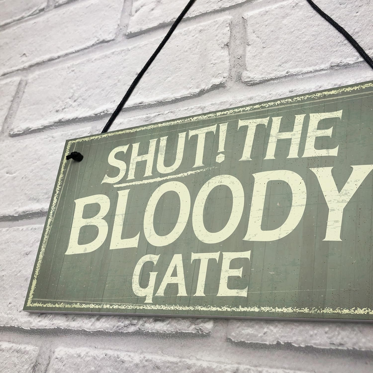 Novelty Funny Shut The Bloody Gate Hanging Wall Plaque Gift Funny Garden Fence House Sign