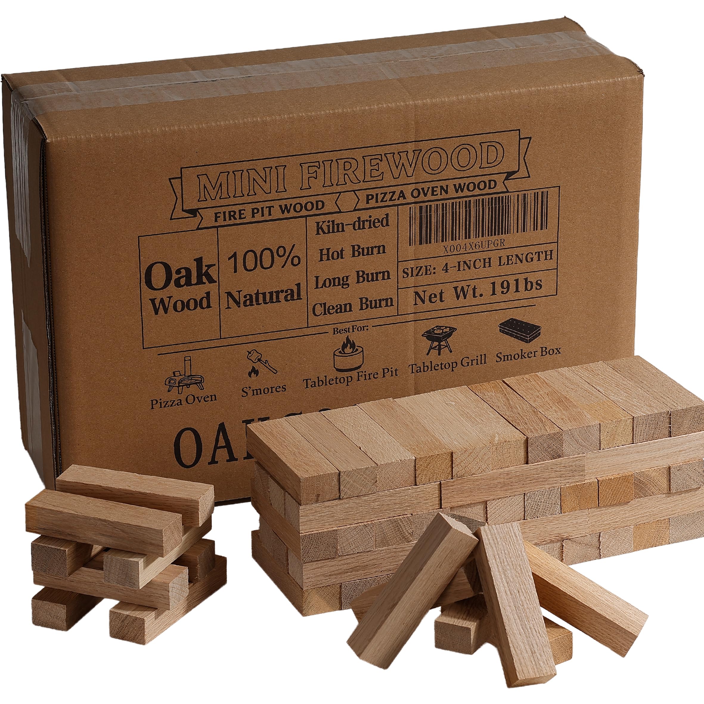 Pizza Oven Wood, 19 Lbs 4 Inch Oak for Ooni, Gozney, Solo Stove