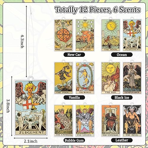 Miniatura 2 de 12 unidades de ambientador de aire para automóvil, tarjetas de tarot colgantes, tarjetas perfumadas de rebanada de fragancia, lindo ambientador de