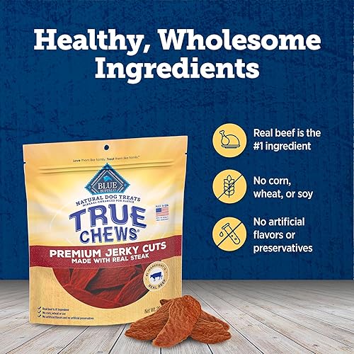 Miniatura 6 de Blue Buffalo True Chews Premium Jerky Cuts - Golosinas para perros, fabricadas en los Estados Unidos con ingredientes naturales, carne de res, bolsa