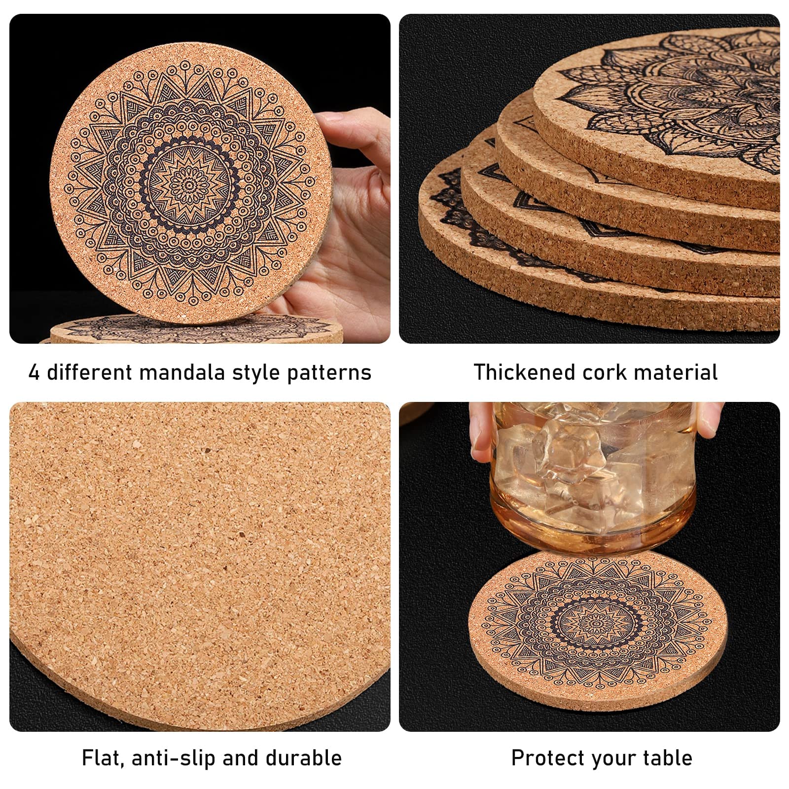 6 Sottobicchieri In Sughero Rotondi - Diametro 10.3cm | Naturali Per Casa, Bar E Ristorante | Protezione Termica - Foto 7