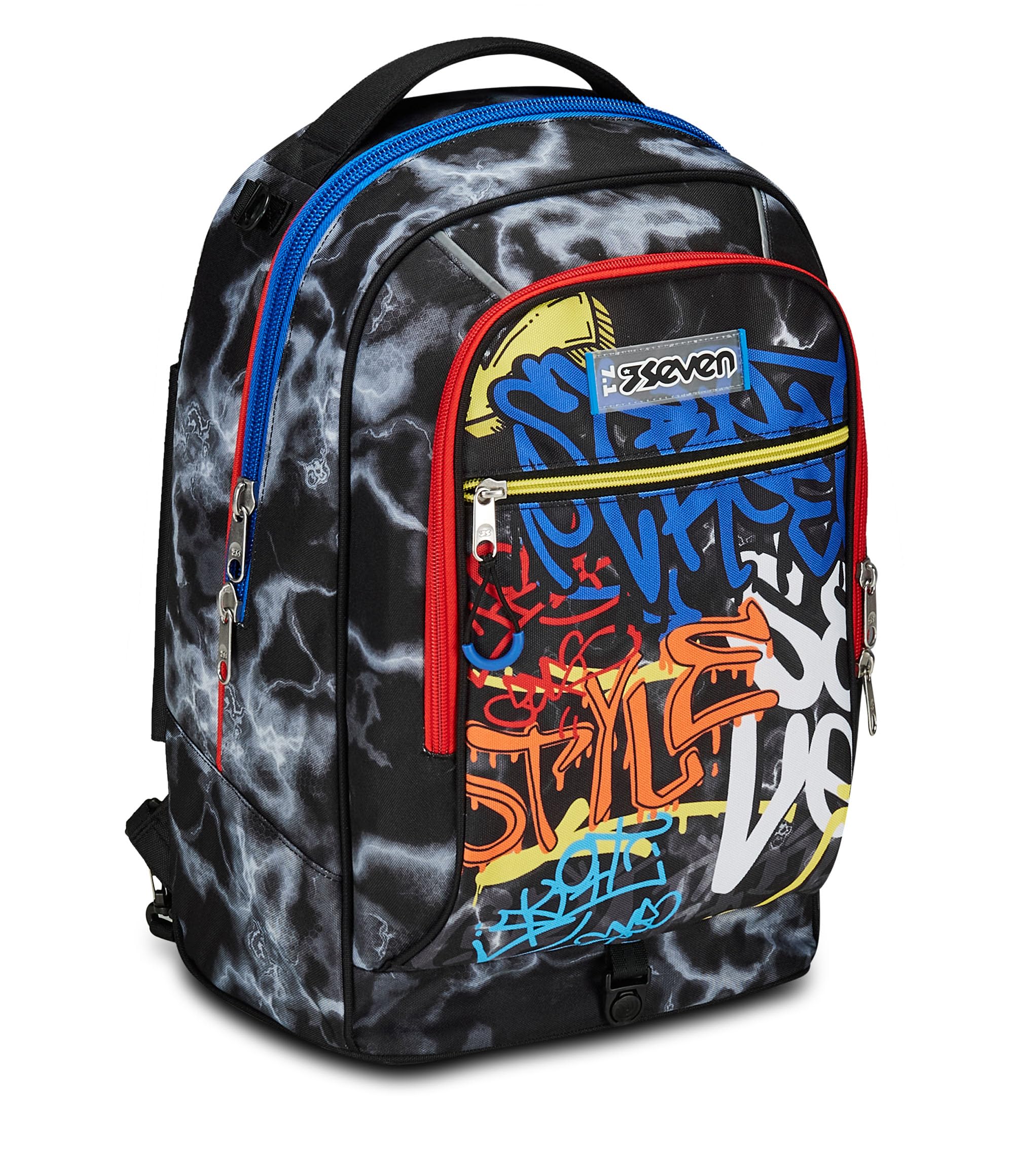 Seven Trolley Scuola Jack 2 Ruote, Nero Giallo, Mark On Boy, 3 in 1, Triplo Uso, Zaino Con Carrello Sganciabile, Tasca Porta Borraccia e Crossover System, Zaino Scuola Viaggio, Bambino Ragazzo