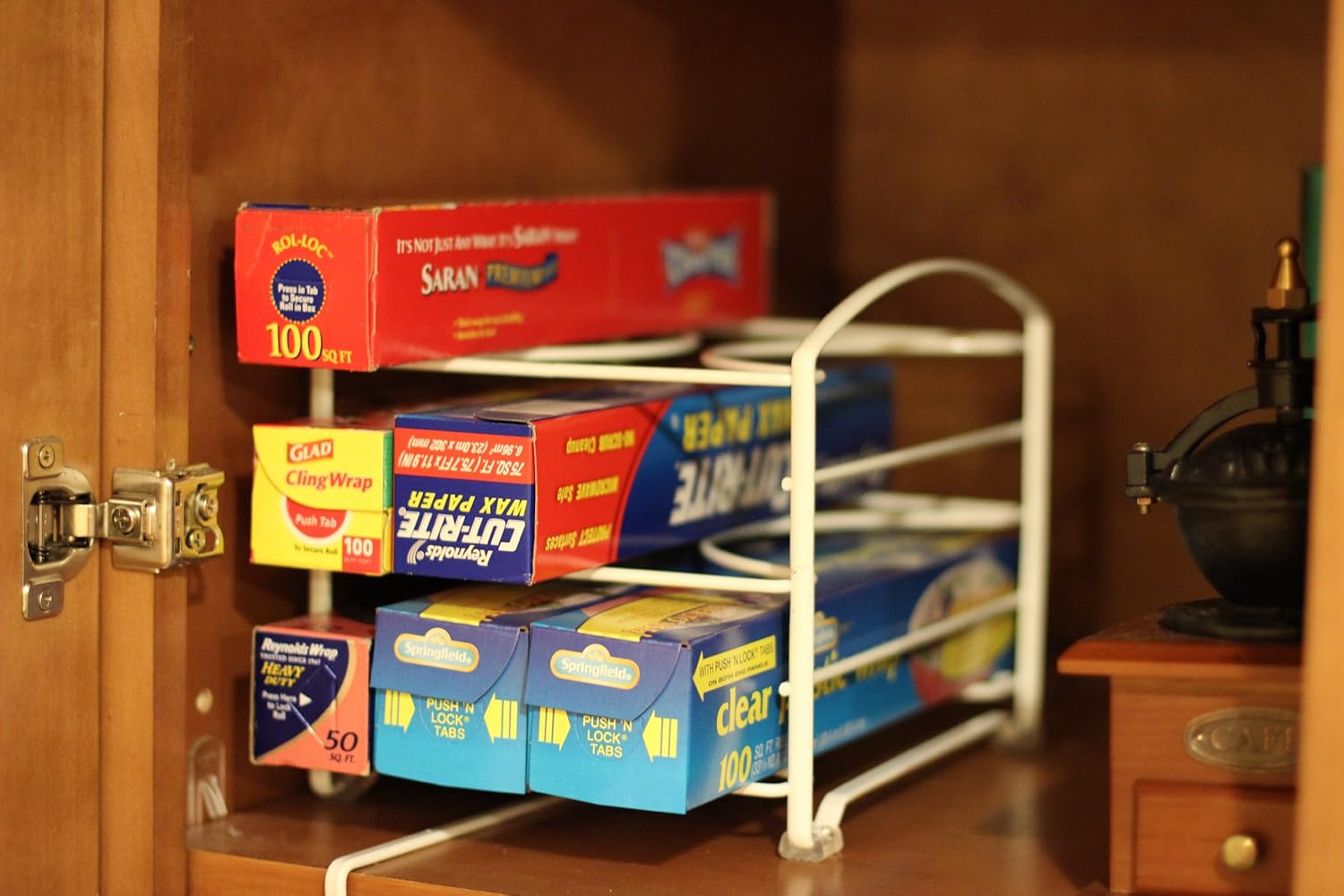 Deco Brothers Wrap Organizer Rack for Kitchen Cabinet, White (Small/Standard, 2-1/2" BOX) - Image 2