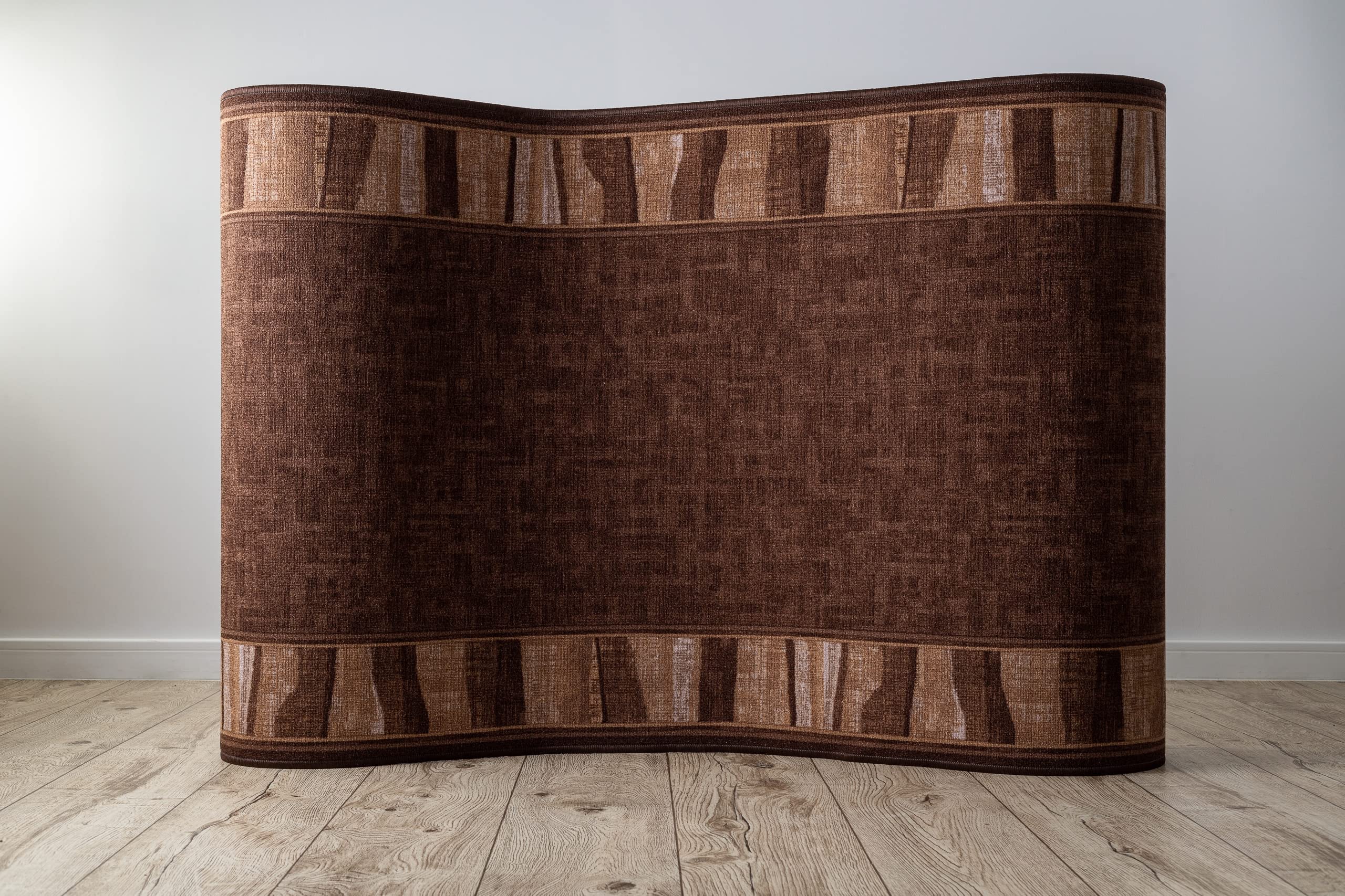 rugsx Antirutsch Teppichläufer Linea - moderner Kurzflor für Küche, Flur & Wohnzimmer, Meterware, braun 67x450 cm