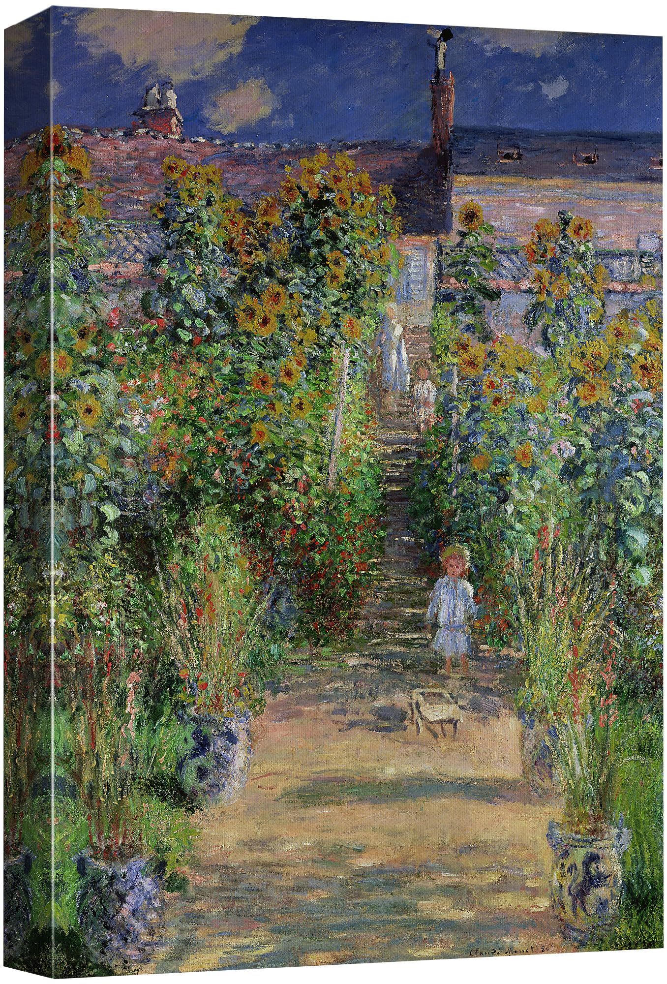 wall26 - The Artist's Garden at Vetheuil by Claude Monet - Impressionist Modern Art - Canvas Art Home Art - 24x36 inches