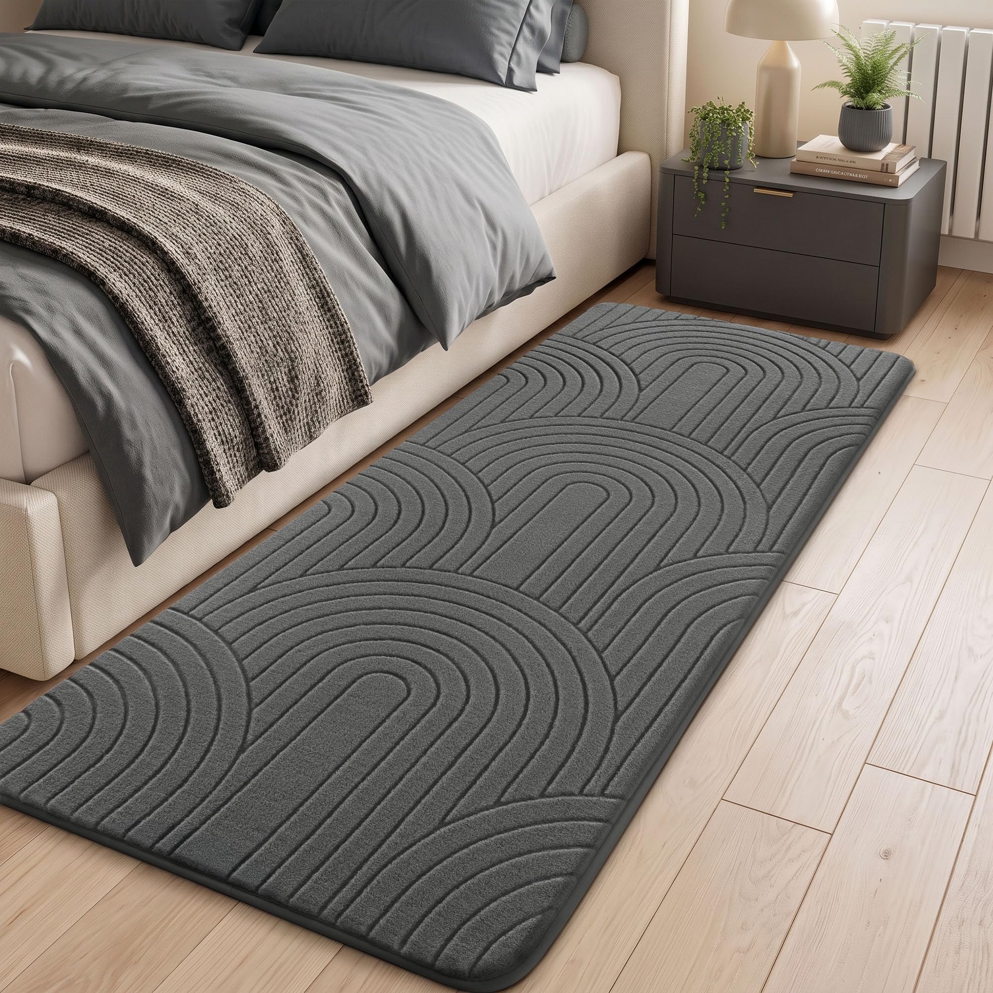Sour Lemon Rugs Living Room 80x160cm, Grey Bedside Rug for Bedroom — image 1