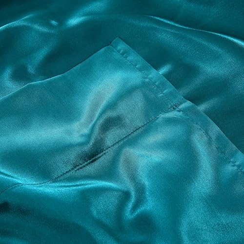 Miniatura 10 de OAYSA Sábanas de satén de seda, juego de sábanas de tamaño matrimonial, juego de ropa de cama ultrasuave y sedosa con sábana bajera ajustable de 18