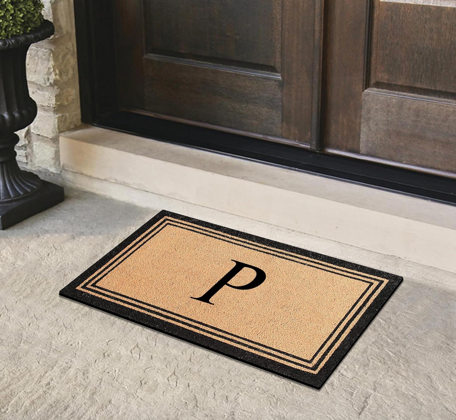 A1HC Natural Coir Monogrammed Doormat - Heavy Duty Anti-Shedding Front Door Mat, Easy-Clean Welcome Entryway Mat for Porch & Outside Entrance, 24" x 39"
