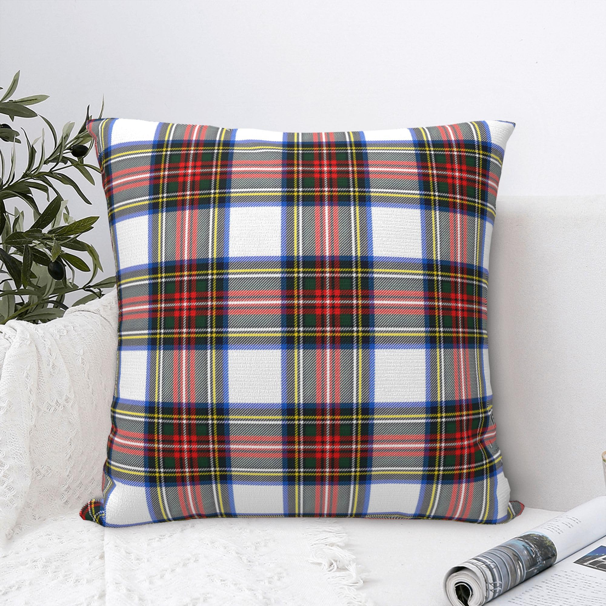 Hofdeco Gray Scottish Tartan Plaid Throw Pillow Cover ONLY – 12x20 Inches, Canvas Polyester, Envelope Closure