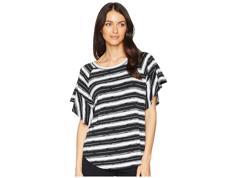 

Karen Kane Ruffle Sleeve Top (Stripe) Women's Clothing, Multi
