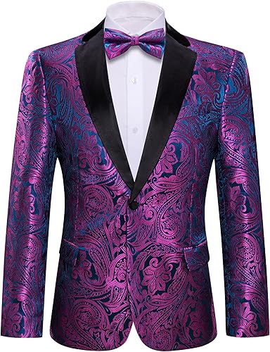 Barry.Wang Blazer para hombre, abrigo deportivo de cachemira, chaqueta de traje ligero, esmoquin regular, flores, Mardi Gras, regalo de carnaval