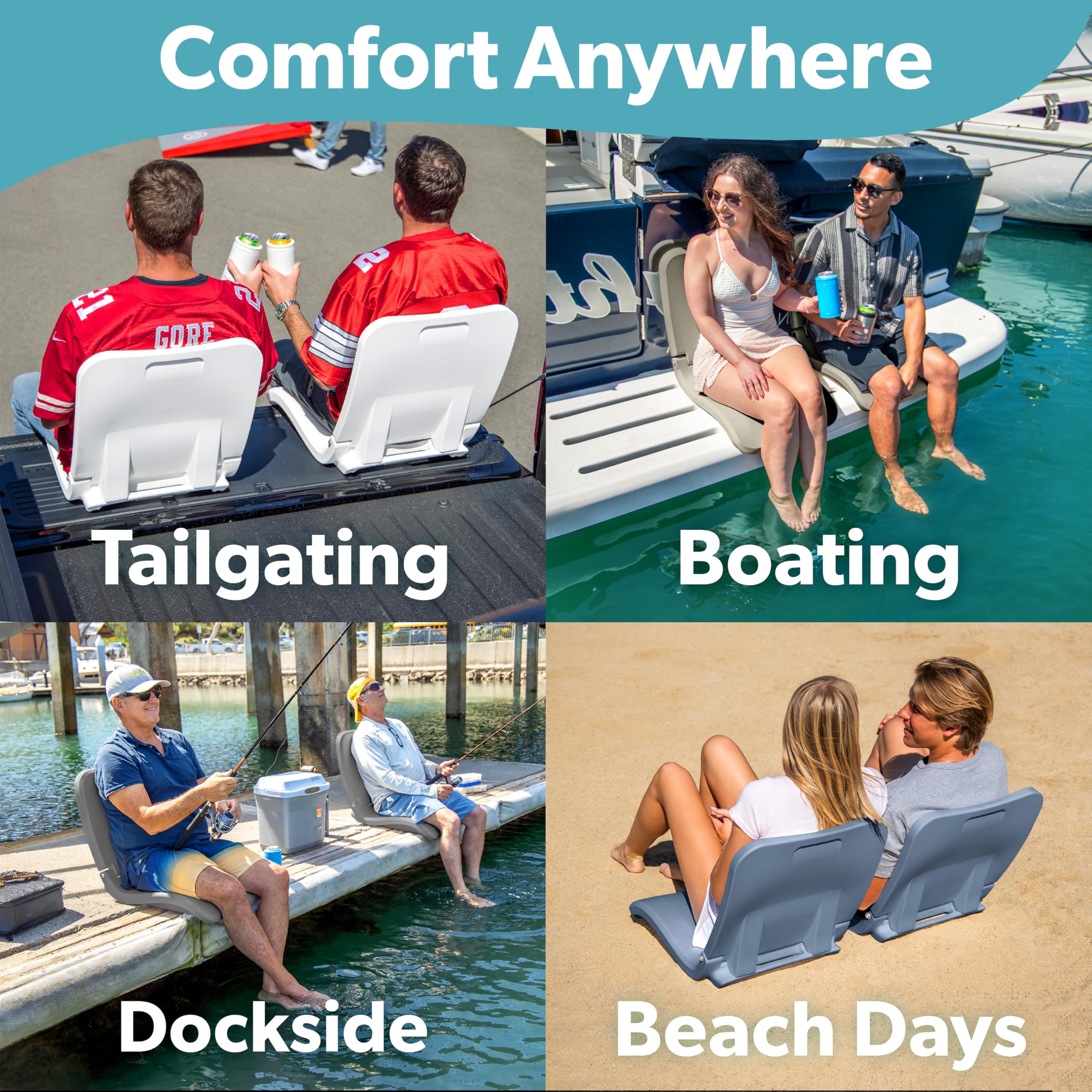 GoSports Coast Modern - Silla portátil para Piscina, Silla Plegable para Adultos, para Piscina, Playa, portón Trasero y Estadio, plástico Duradero con Soporte Trasero