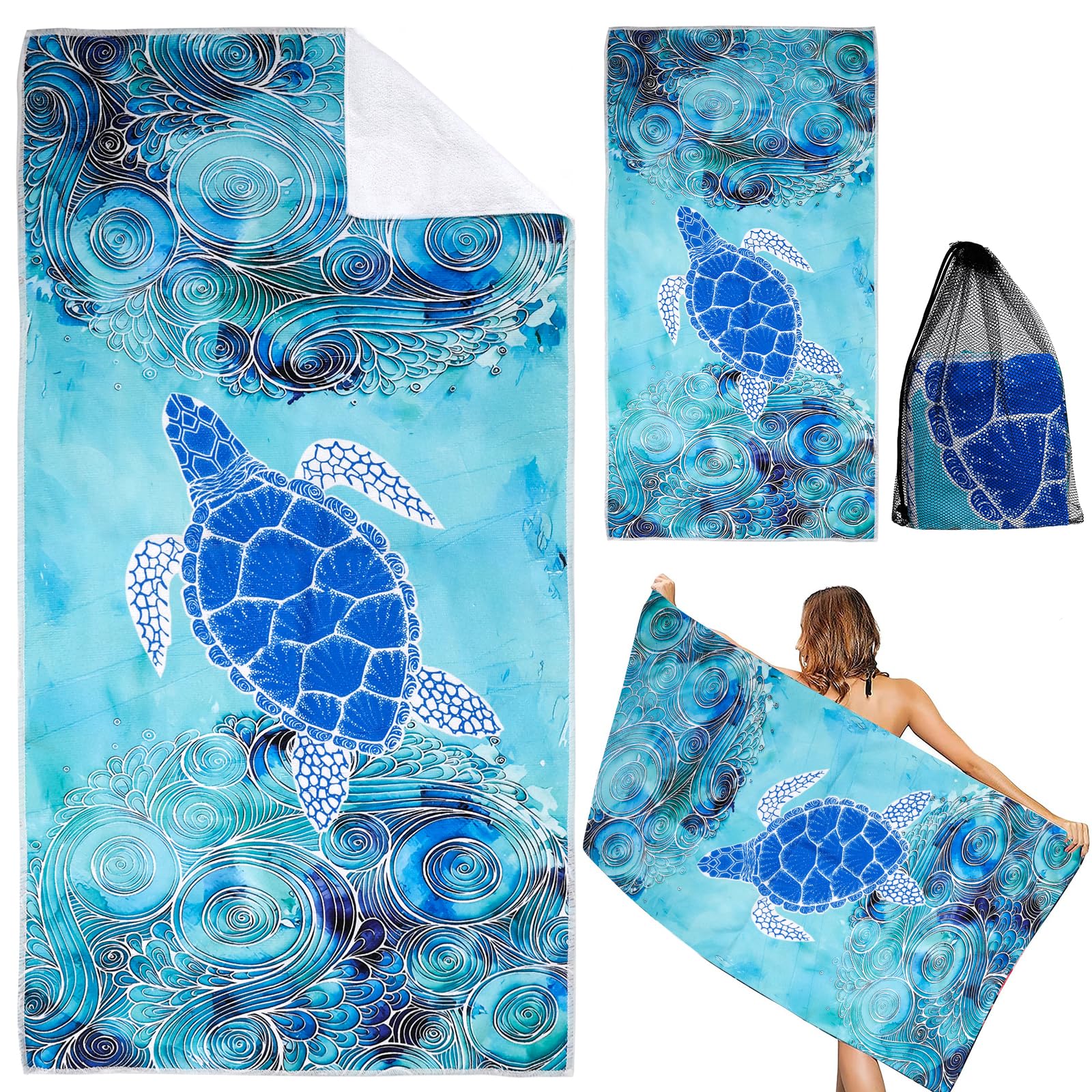 Dadabig Dadabig 3pcs 180x90cm Toallas Playa+80x40cm Toalla Playa Niña+Bolsa,Toalla de Playa Grande Toalla Piscina Toalla Microfibra Grande Toalla Microfibra Playa Toalla Personalizada Playa Toalla Playa Niño