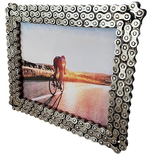 Miniatura 3 de Marco de fotos de cadena de bicicletamotocicleta de 8 x 10 pulgadas - Cadena de bicicleta sintética vertical u horizontal para mesa
